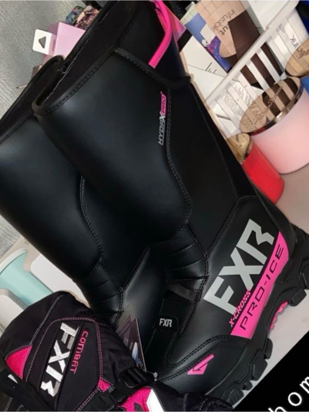 FXR Women's Black and Pink Winter/Rain Boots - PRO ICE
